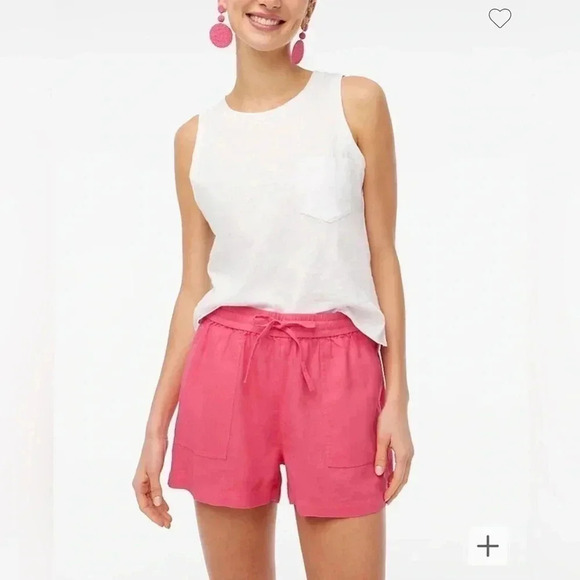 J Crew Linen Shorts Pink Drawstring NWT Pockets Women’s Size XXL Sweet Briar - Picture 1 of 12